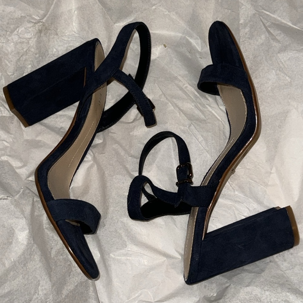 Gianni Bini blue suede block heel strap sandals Sz‎ 10W